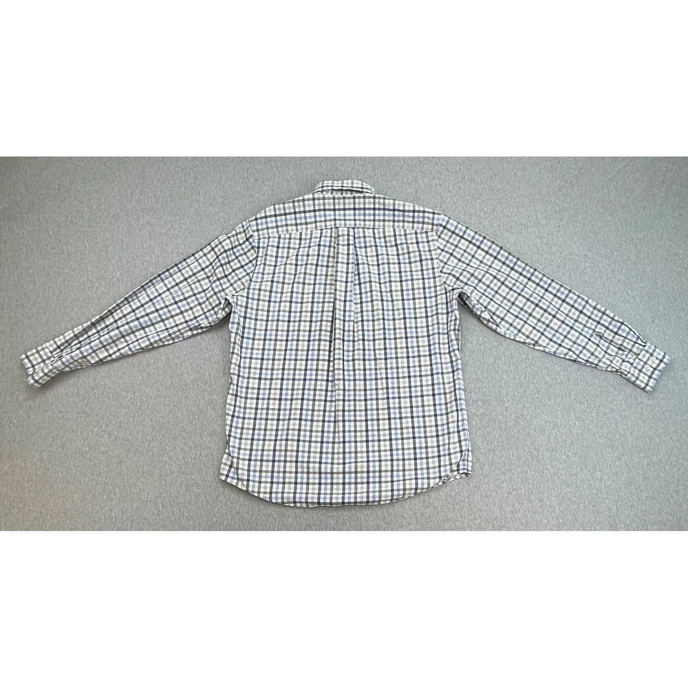 Lands End Shirt Men Medium (15-15.5) Plaid 100% Cotton Traditional Button Down